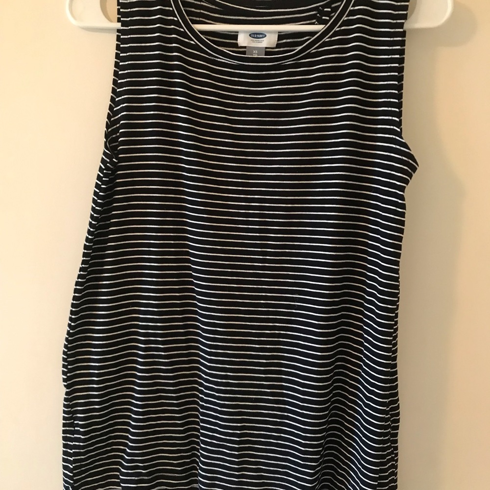 Striped open back tank top super comfy